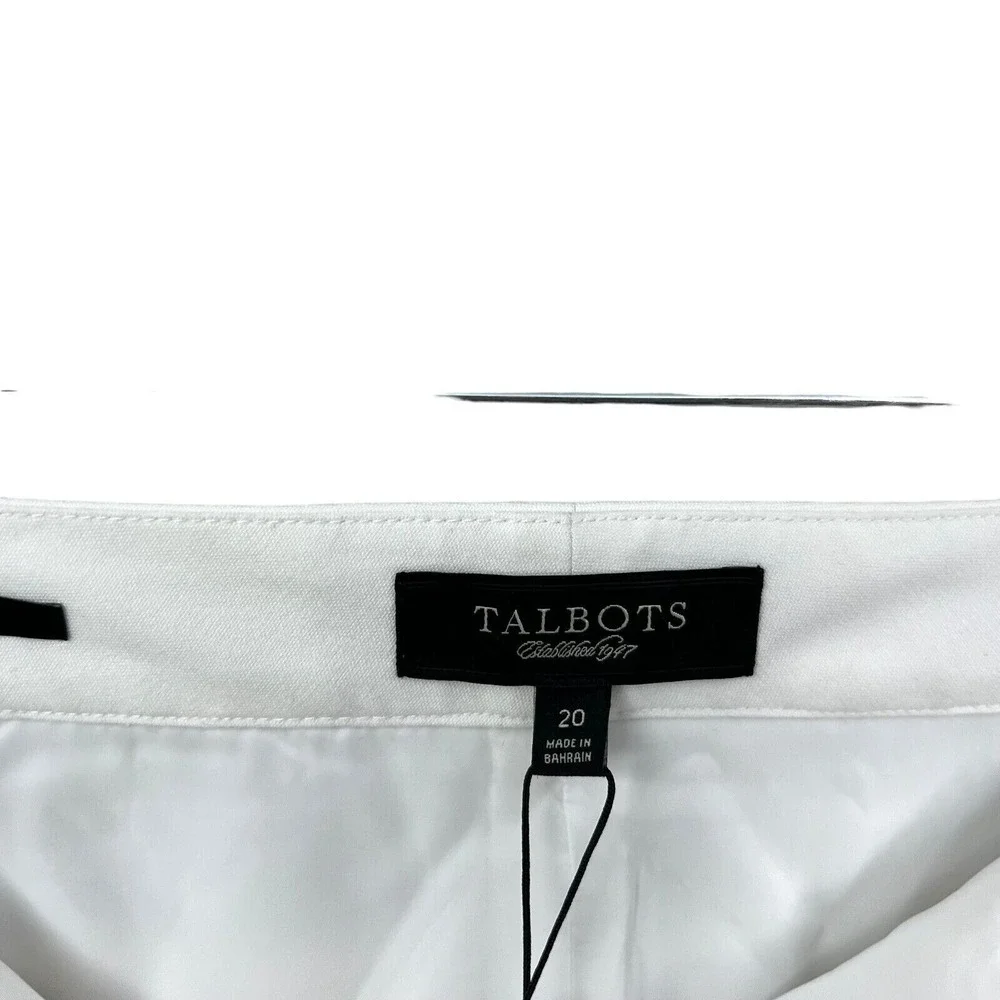 Talbots Womens Heritage Pants Stretch Straight Leg Lined High Rise White Sz 20*